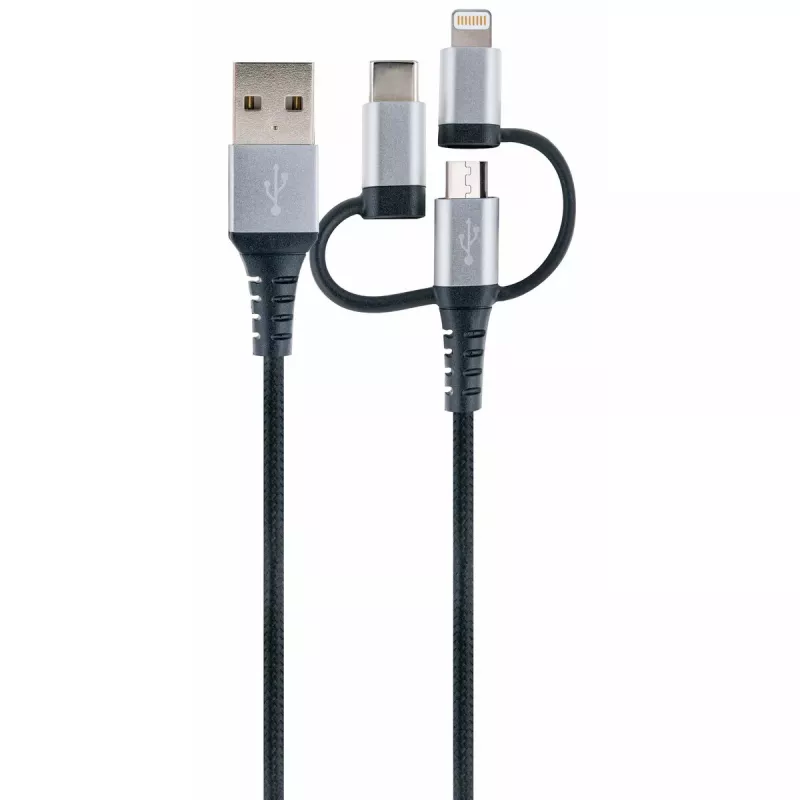 USB kabelis Schwaiger LKU 100 1.5m USB 2.0 A Micro-USB B Melns Sudrabs