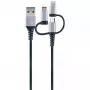 USB kabelis Schwaiger LKU 100 1.5m USB 2.0 A Micro-USB B Melns Sudrabs