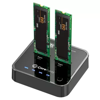 CoreParts MS-CLONER-SATA M.2 SSD dokstacija ar klonēšanu, USB 3.2 Gen 2 Type-C, melna