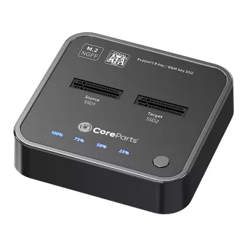 CoreParts MS-CLONER-SATA M.2 SSD dokstacija ar klonēšanu, USB 3.2 Gen 2 Type-C, melna