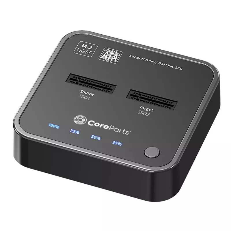 CoreParts MS-CLONER-SATA M.2 SSD dokstacija ar klonēšanu, USB 3.2 Gen 2 Type-C, melna