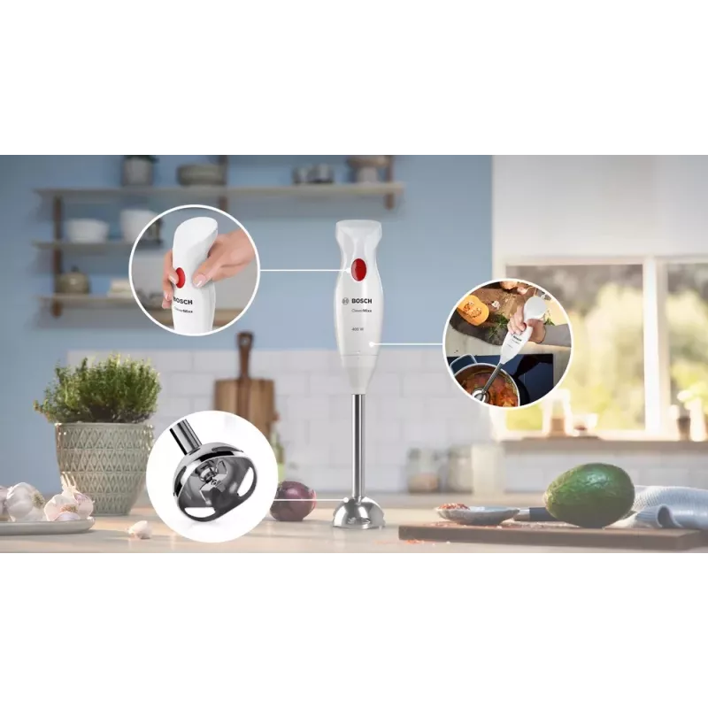 Bosch MSM24500 rokas blenderis 400 W sarkans, balts