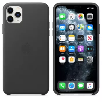 Apple iPhone 11 Pro Max Ādas Maciņš Melns