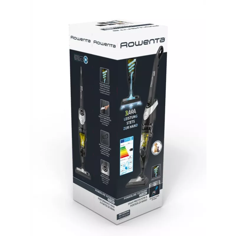 Rowenta RH8155 putekļsūcējs stienis/elektriskā slota AC Sausais Ciklona Bezmaiss 0.9 L 750 W Melns, Sudrabs, Dzeltens