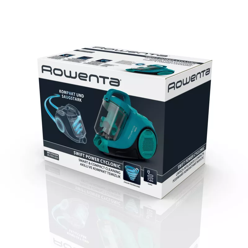Rowenta Swift Power Cyclonic RO2932EA cilindrveida putekļsūcējs, sausai tīrīšanai, bez putekļu maisa, 750 W