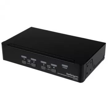 StarTech.com 4 Portu USB DisplayPort KVM Slēdzis ar Audio, 3840 x 2400 pikseļi, Melns