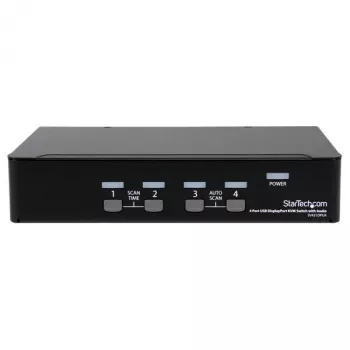 StarTech.com 4 Portu USB DisplayPort KVM Slēdzis ar Audio, 3840 x 2400 pikseļi, Melns