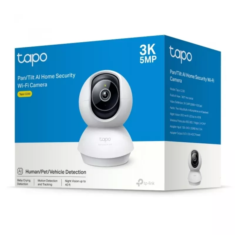 TP-Link Tapo C230(EU) IP drošības kamera spuldzes formā, iekštelpām, 2880 x 1620 pikseļi, galda novietojums