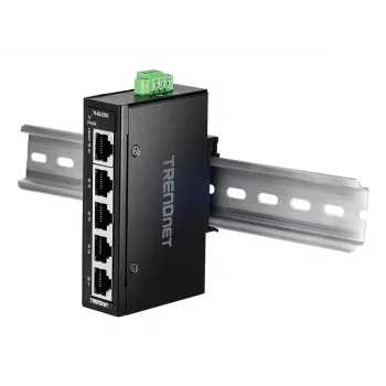 TRENDnet TI-ELC50 Ne pārvaldīts 5-portu Fast Ethernet tīkla slēdzis (10/100), 9.6–60V, sienas/DIN-sliedes stiprinājums