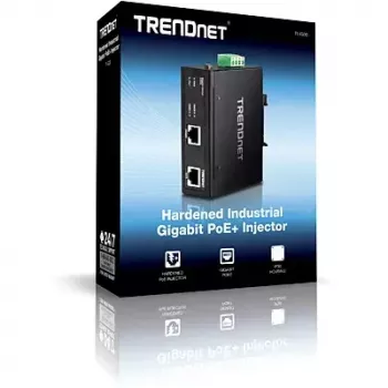 PoE adapter Trendnet TI-IG30 — rūpnieciskais Gigabit PoE+ injektors