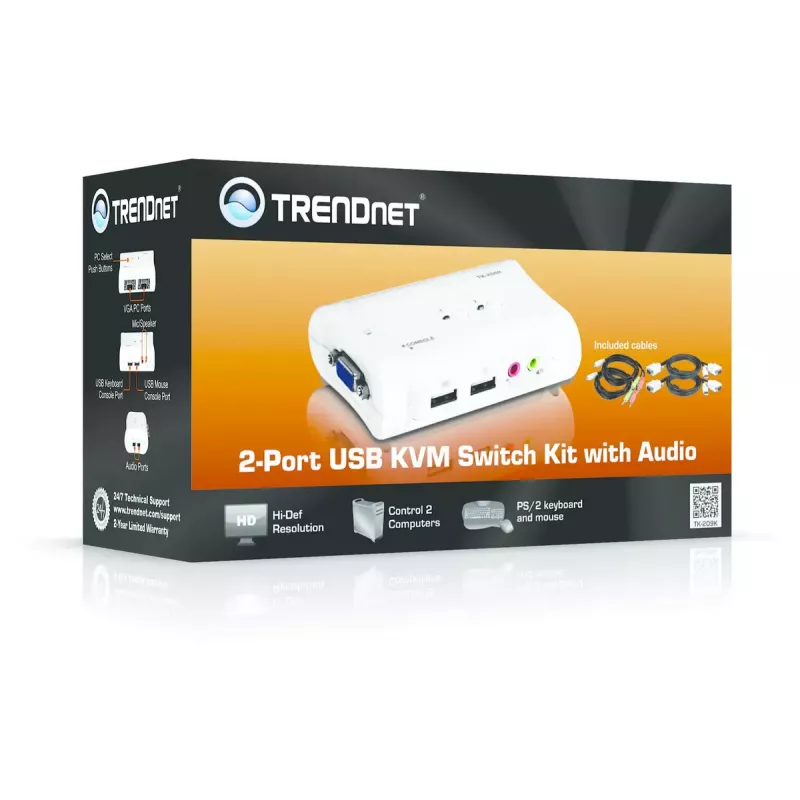 KVM slēdzis Trendnet TK-209K 2 portu USB audio