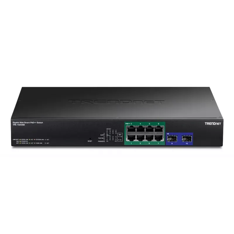 TRENDnet TPE-1020SB 10 portu Gigabit Web Smart PoE++ komutators, 8x Gigabit + 2x SFP
