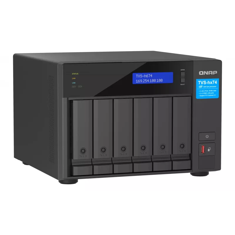 QNAP TVS-h674 NAS Tornis Intel® Core™ i3-12100 16 GB DDR4 0 TB QuTS hero Melns