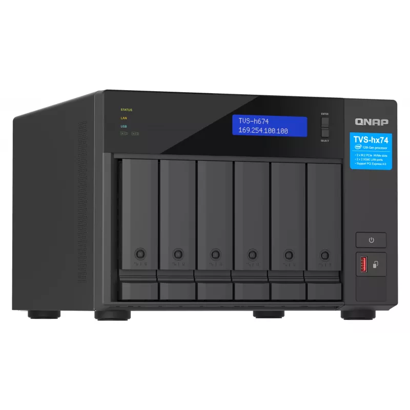 QNAP TVS-h674 NAS Tornis Intel® Core™ i3-12100 16 GB DDR4 0 TB QuTS hero Melns