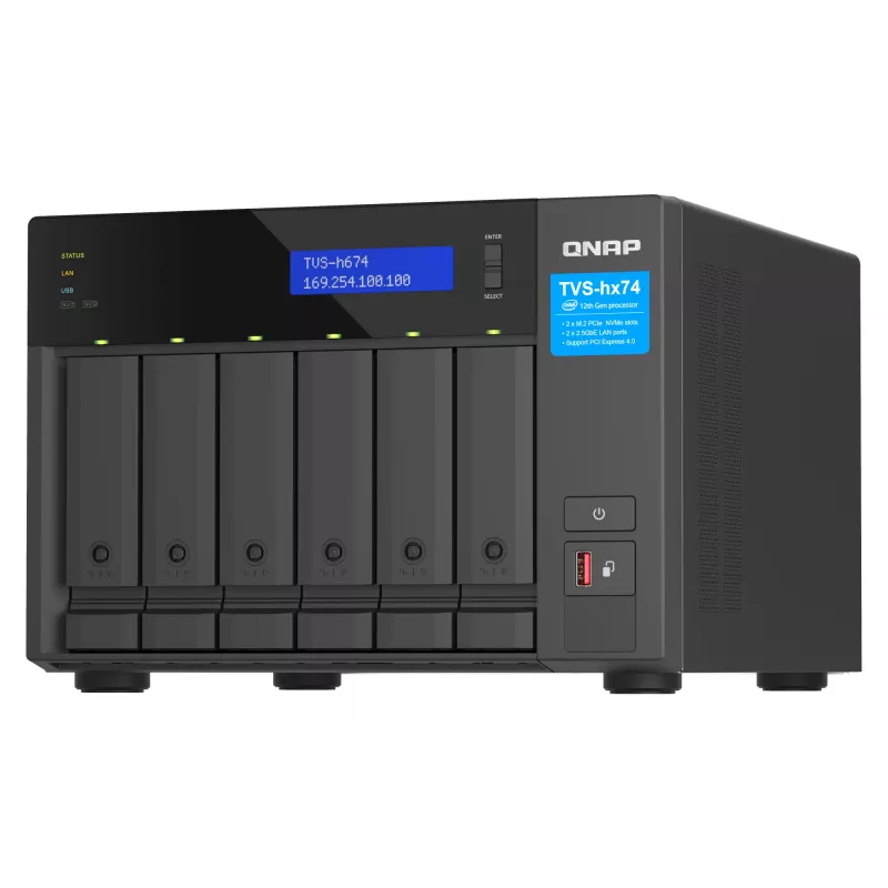 QNAP TVS-h674 NAS Tornis Intel® Core™ i3-12100 16 GB DDR4 0 TB QuTS hero Melns