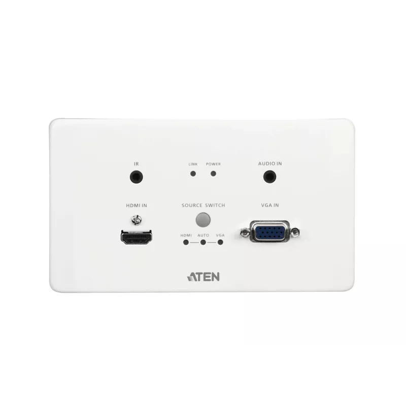 ATEN VE2812AEUT HDMI & VGA HDBaseT raidītājs ar ES sienas plāksni / PoH (4K@100m) (HDBaseT A klase)