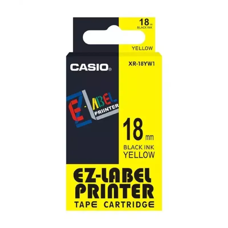 Lentīte etiķešu drukāšanai Casio XR-18YW1 Melns uz dzeltena