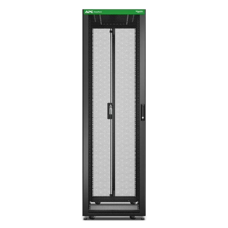 APC Easy Rack ER6222 42U statnis, melns, ar jumtu, riteņiem, kājām, 4 kronšteiniem un sānu paneļiem, bez apakšas, 1991H x 600W x 1200D mm