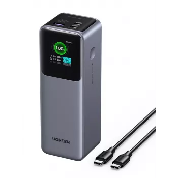 Ugreen 25000mAh 200W ātrās uzlādes Powerbank pelēks