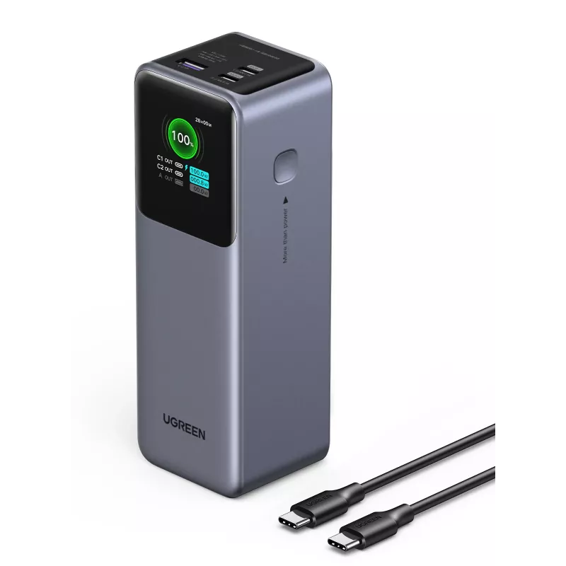 Ugreen 25000mAh 200W ātrās uzlādes Powerbank pelēks