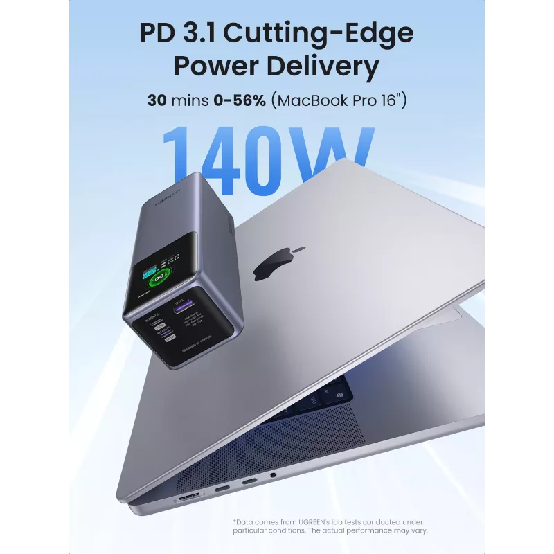Ugreen 25000mAh 200W ātrās uzlādes Powerbank pelēks