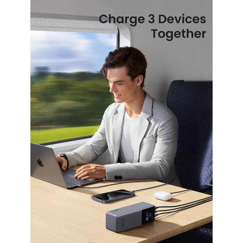 Ugreen 25000mAh 200W ātrās uzlādes Powerbank pelēks