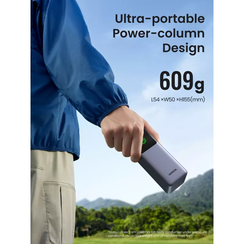 Ugreen 25000mAh 200W ātrās uzlādes Powerbank pelēks