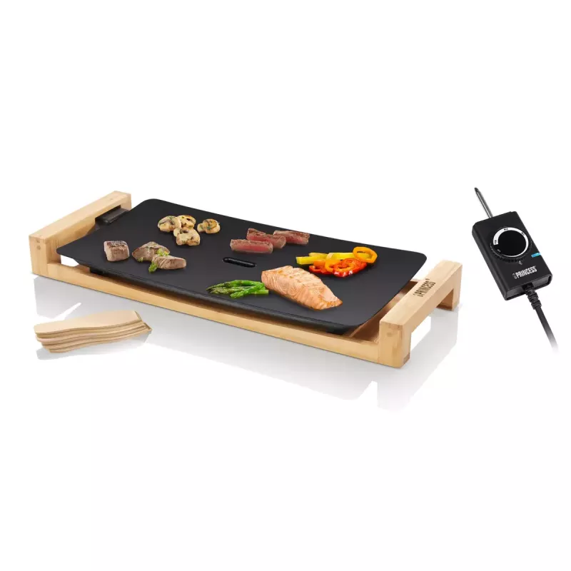 Princess 103026 Table Chef Pure Black galda plīts, alumīnijs, bambuss, melna, 220 W