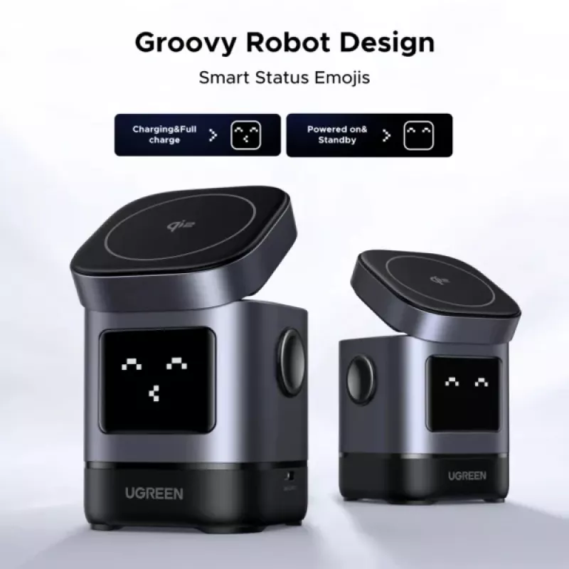 Lādētājs UGREEN 45775 — iekštelpu maiņstrāvas bezvadu ātrais lādētājs, universāls, 1× USB-C, melns/pelēks