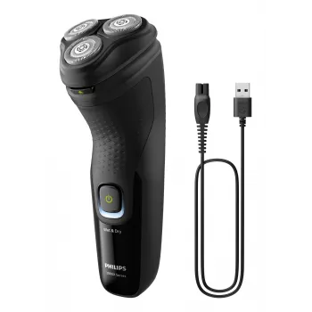 Philips X3021/00 vīriešu skuveklis ar rotācijas skūšanas sistēmu un trimmeri, melns