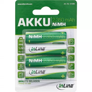 InLine NiMH uzlādējams akumulators, Mignon (AA), 2350mAh, gatavs lietošanai