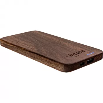 InLine woodplate USB PowerBank 5000 mAh, valrieksta koka korpuss, ar LED