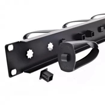 InLine 19110V 19 inch kabeļu pārvaldības panelis, 9 plastmasas kronšteini, RAL9005 melns