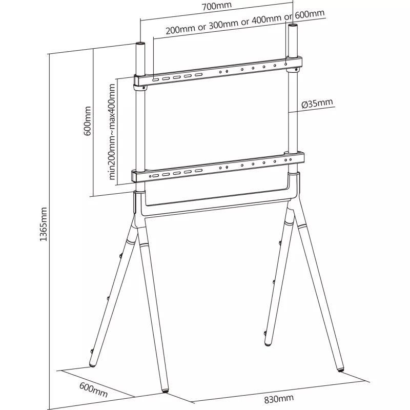 InLine Woodstand Studio koka TV statīvs, 49–70 collu (124–178 cm) displejiem, līdz 40 kg