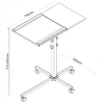 InLine Trolley klēpjdatoram un projektoram, augstums 70–90 cm