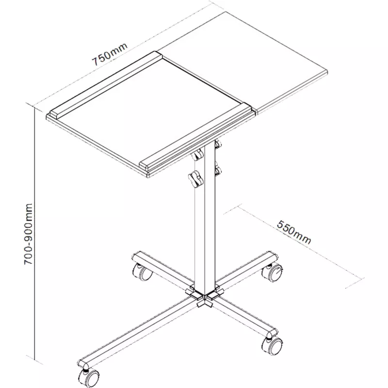 InLine Trolley klēpjdatoram un projektoram, augstums 70–90 cm