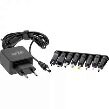 InLine universāls barošanas bloks, 5V / 15W, ar 8 maināmiem spraudņiem, Micro-USB, USB-C