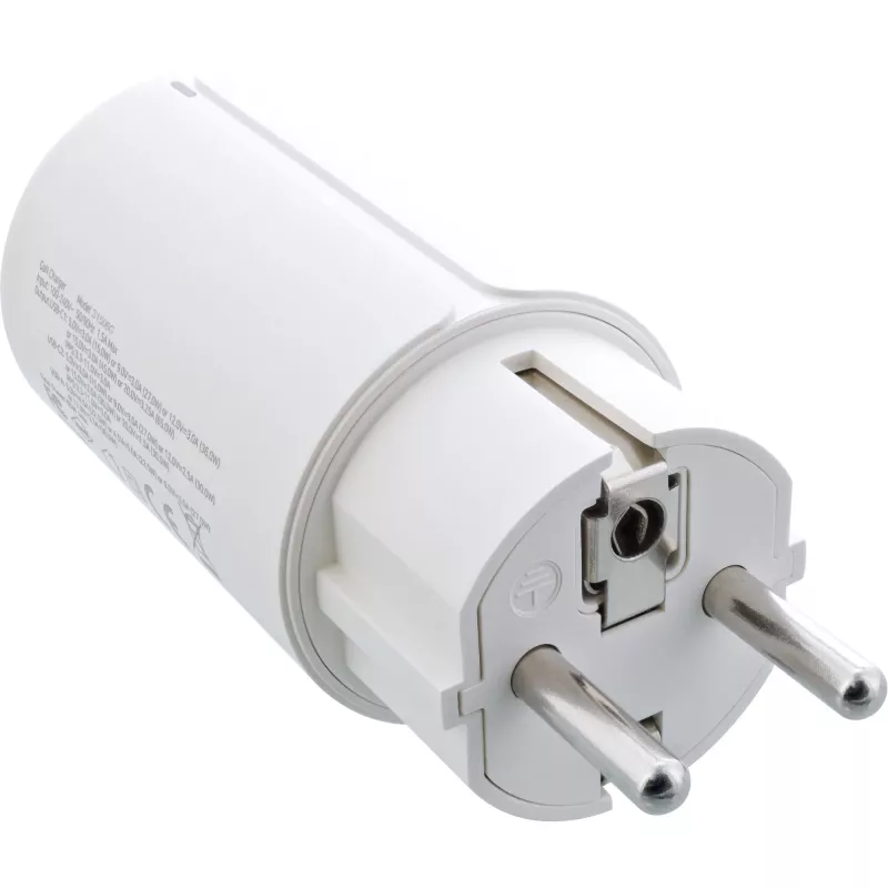 InLine USB PD lādētājs, GaN lādētājs, 3 porti, Dual USB-C + USB-A, 65W, balts