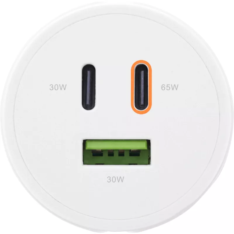 InLine USB PD lādētājs, GaN lādētājs, 3 porti, Dual USB-C + USB-A, 65W, balts