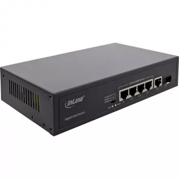 InLine® neapvaldīts PoE+ Gigabitu tīkla slēdzis 5 porti (4x PoE+), 1xSFP, 1Gb/s, galddatora