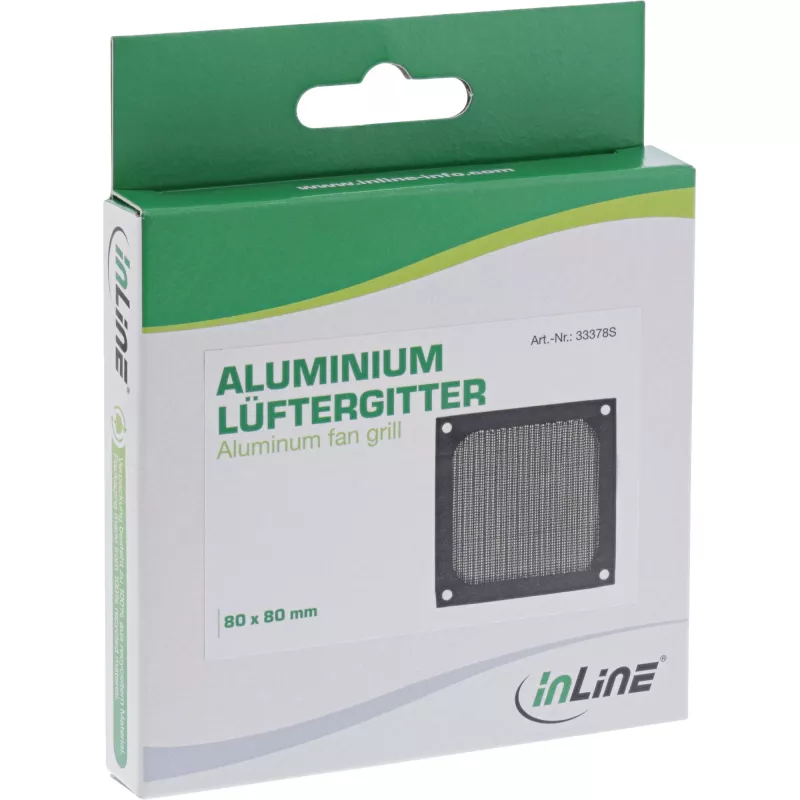 InLine Ventilatora režģis ar alumīnija filtru, melns, 80x80mm