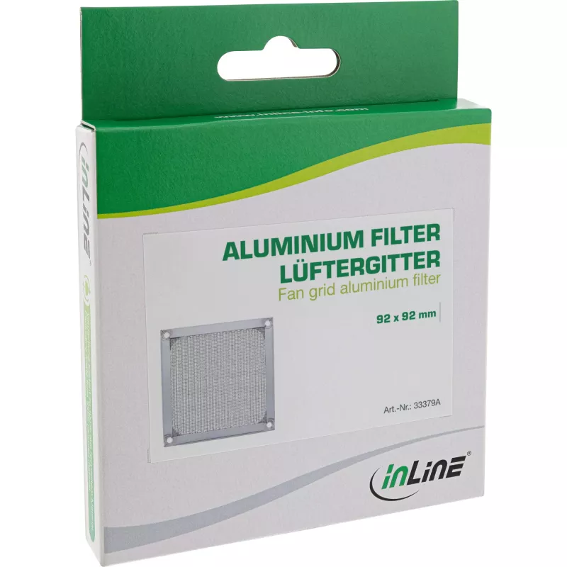 InLine alumīnija filtrs ventilatora režģim 92x92 mm 33379A