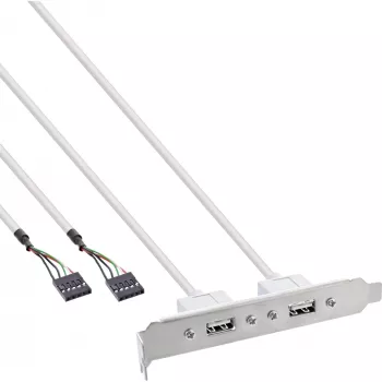 InLine Slot Bracket 2x USB 2.0 Type A sievišķais uz 2x 5 kontaktu iekšējo header 0.3m
