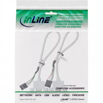 InLine Slot Bracket 2x USB 2.0 Type A sievišķais uz 2x 5 kontaktu iekšējo header 0.3m