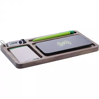 Organizators InLine WoodCharge ar Qi bezvadu uzlādes virsmu un USB barošanu