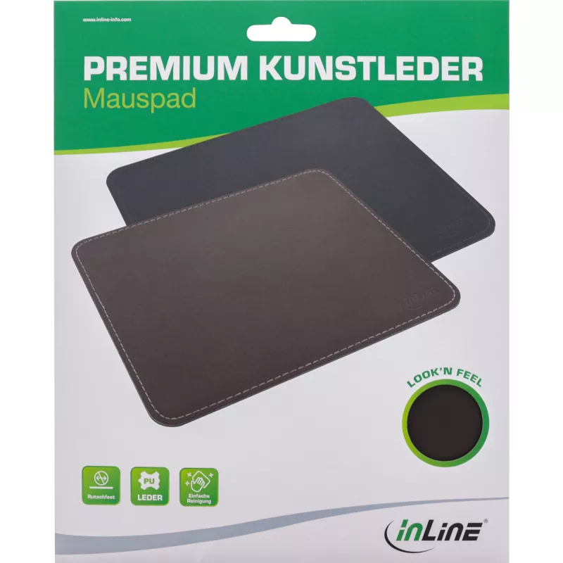 InLine Premium PU Ādas Pelespaliktnis Melns, 255x220x3mm
