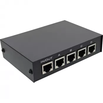 InLine RJ45 manuālais slēdzis 1 uz 4, 5x RJ45 ligzda, Fast Ethernet