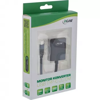 USB-C uz DVI pārveidotājs InLine 64103B (vīriešu USB-C uz sieviešu DVI)