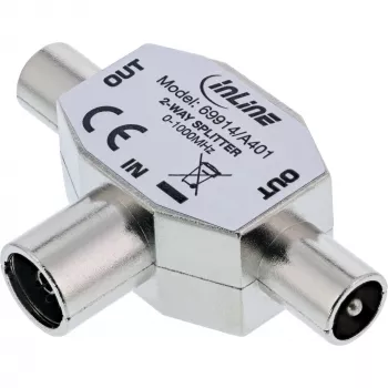 InLine Antena T-Sadalītājs TV 1x Coax sievišķā uz 2x Coax vīrišķā 69914