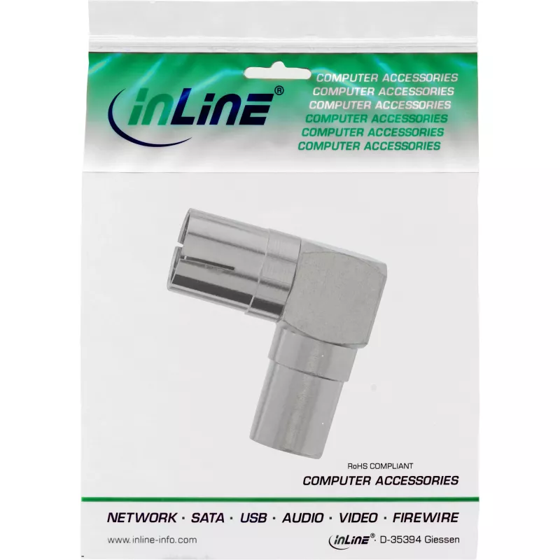 InLine Antenas koaksiālais savienotājs IEC tēviņš-mātīte leņķa metāla 69915M